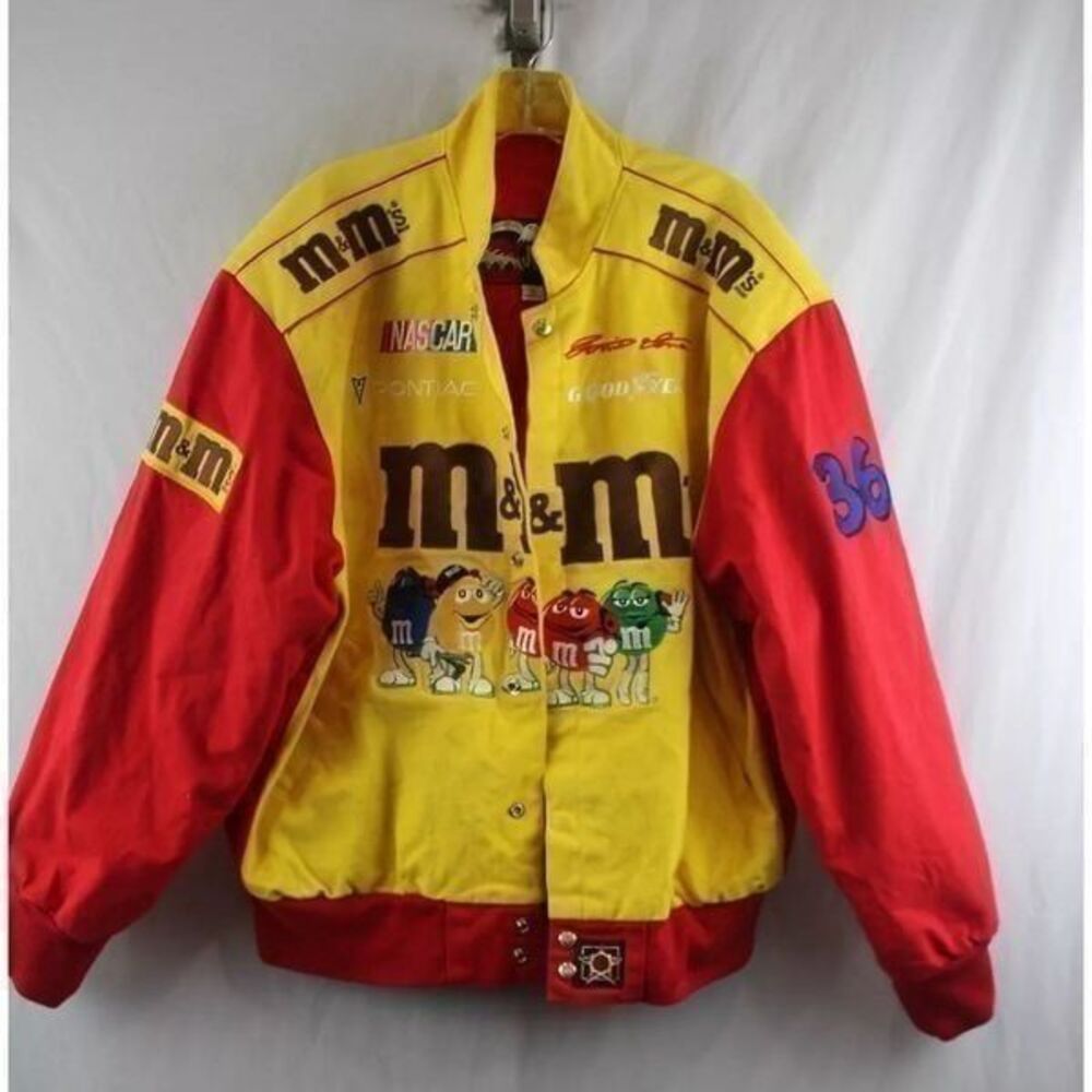 Jeff Hamilton Men's VTG Red/Yellow M&Ms Graphic Racing Jacket sz L